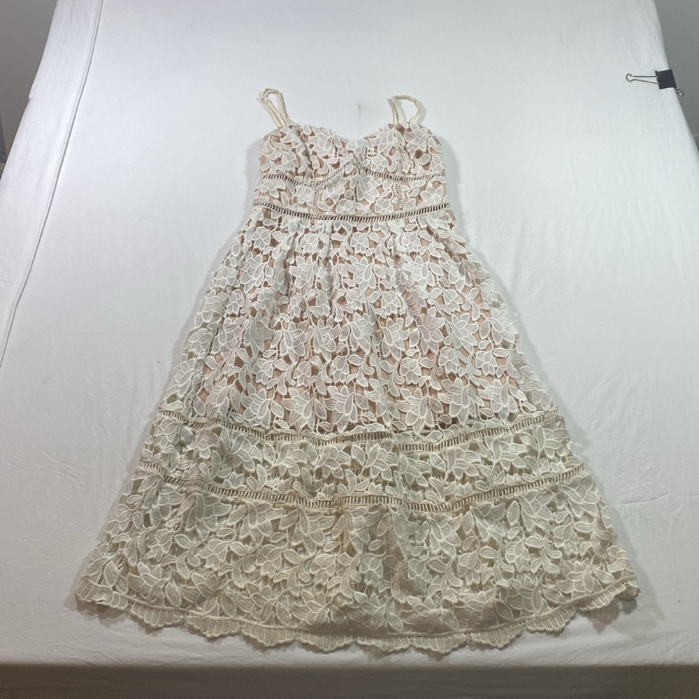 Just Me Skater Dress Lace overlay spaghetti straps knee length VINTAG…